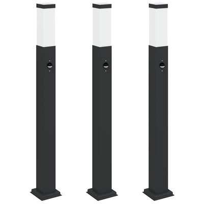 VidaXL borne d'éclairage avec capteur 3 pièces 80 cm noir IP44