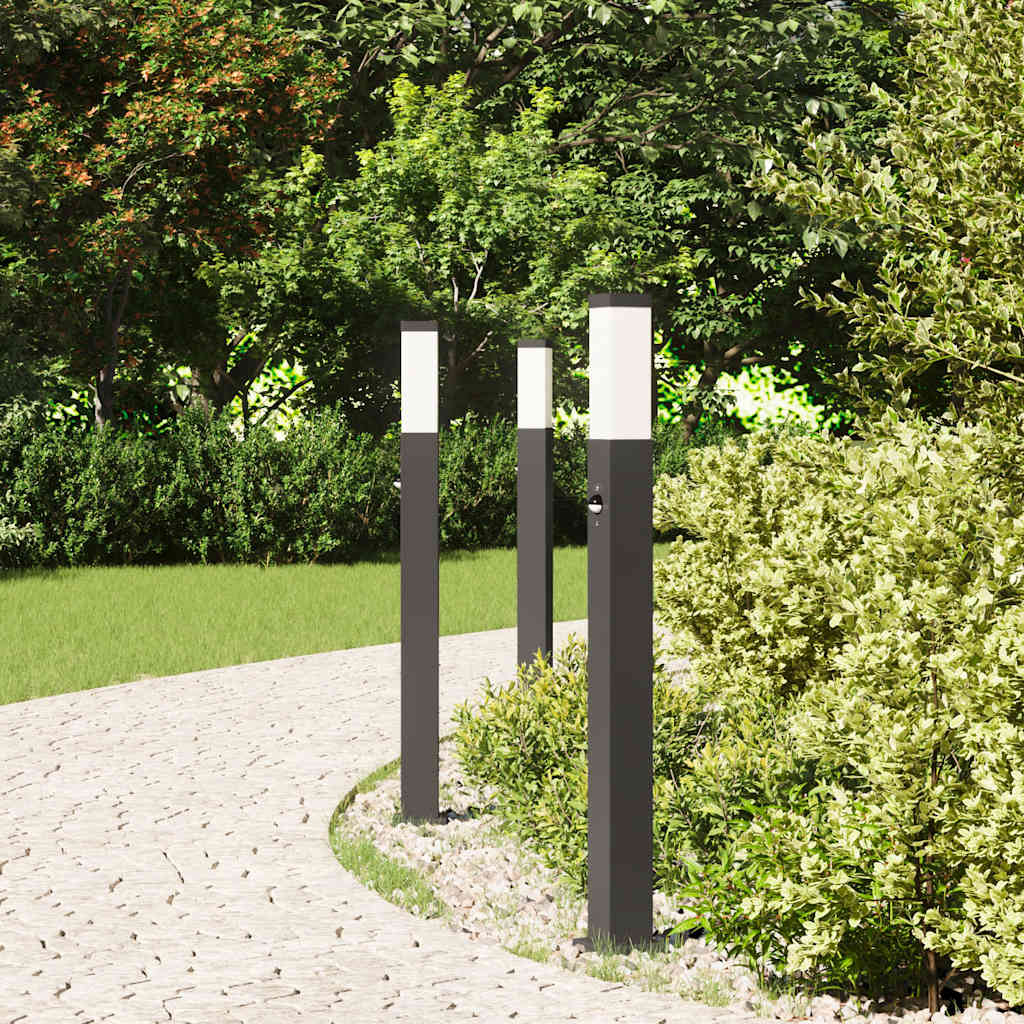 VidaXL borne d'éclairage avec capteur 3 pièces 80 cm noir IP44