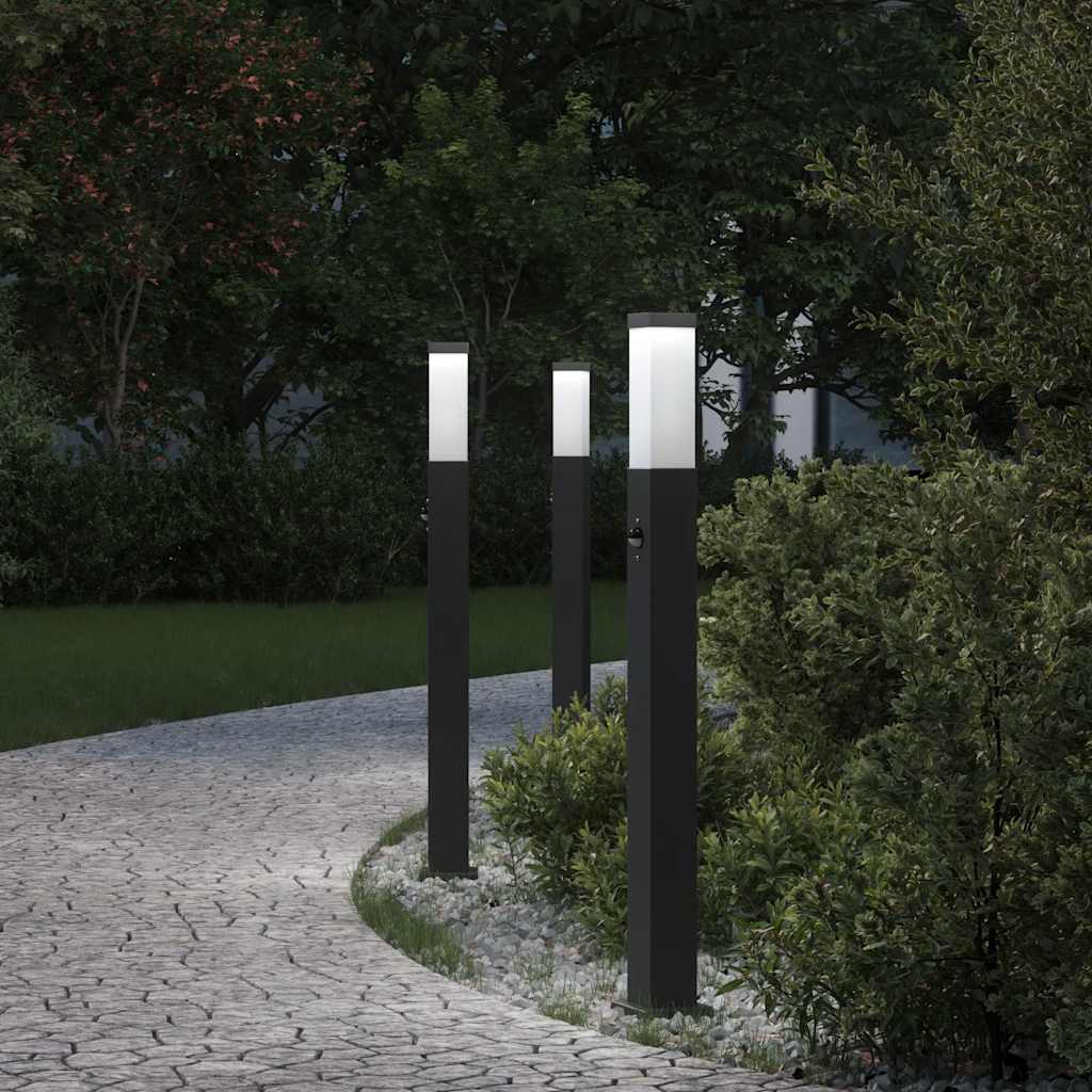 VidaXL borne d'éclairage avec capteur 3 pièces 80 cm noir IP44