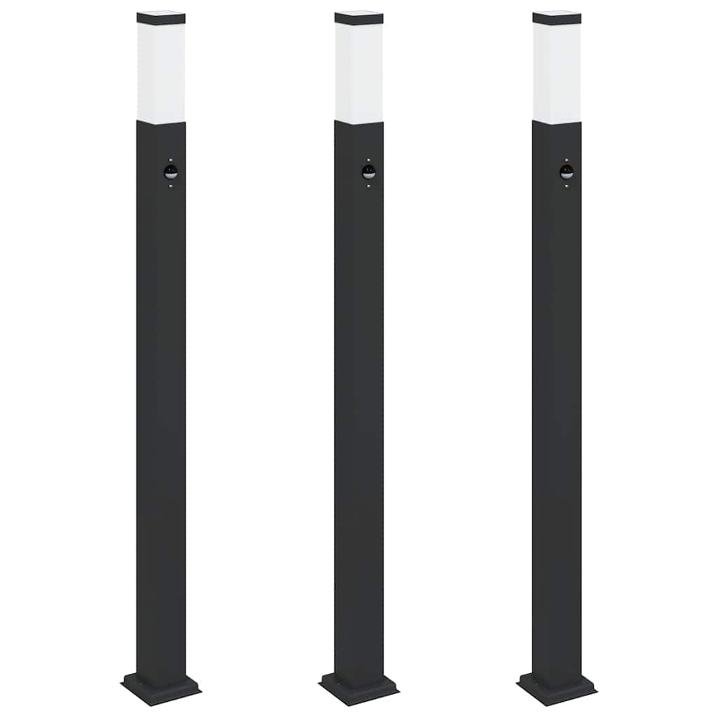 Vidaxx borne d'éclairage avec capteur 3 pièces 110 cm noir IP44