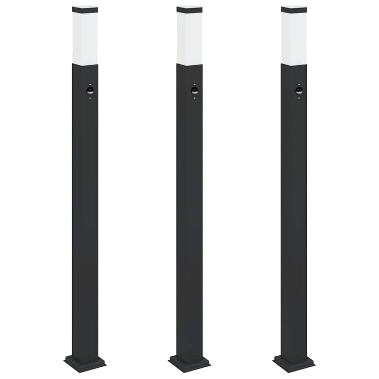 Vidaxx borne d'éclairage avec capteur 3 pièces 110 cm noir IP44