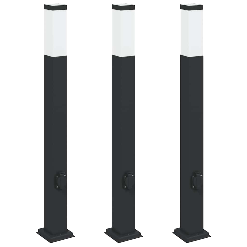Vidaxx borne d'éclairage avec prise 3 pièces 80 cm noir IP44