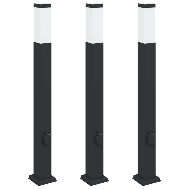 Vidaxx borne d'éclairage avec prise 3 pièces 80 cm noir IP44