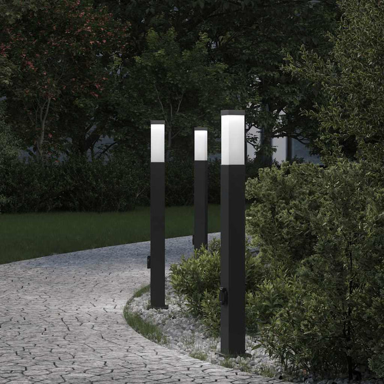 Vidaxx borne d'éclairage avec prise 3 pièces 80 cm noir IP44