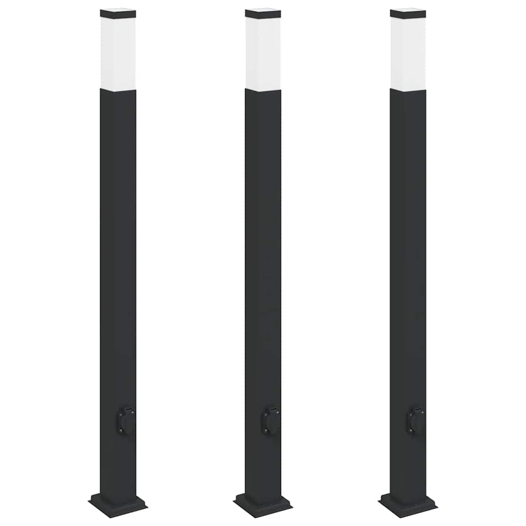 Vidaxx borne d'éclairage avec prise 3 pièces 110 cm noir IP44