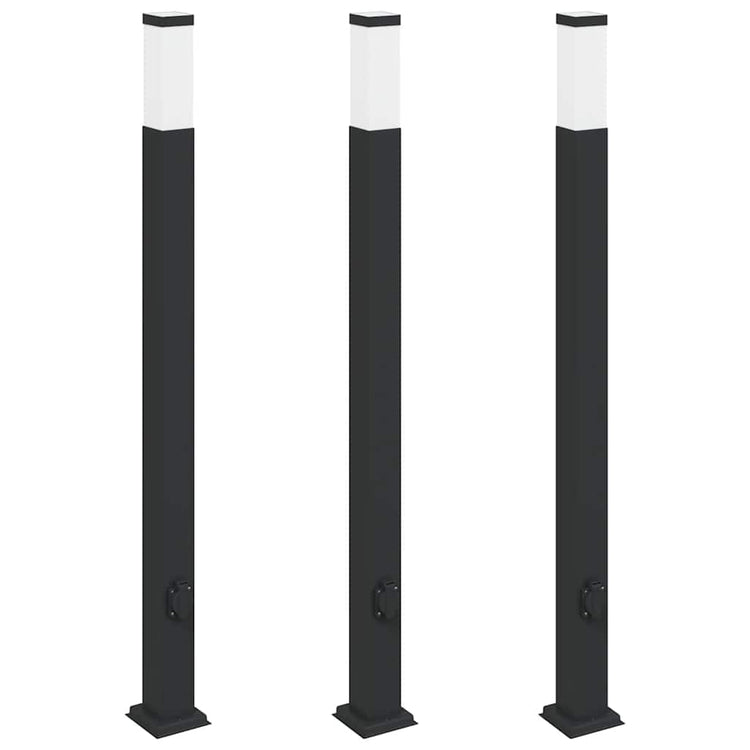Vidaxx borne d'éclairage avec prise 3 pièces 110 cm noir IP44
