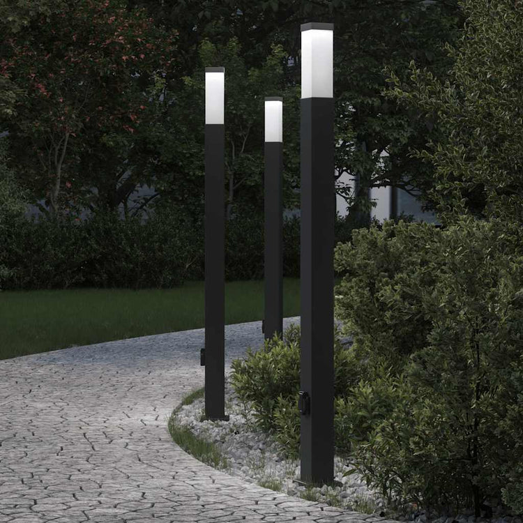 Vidaxx borne d'éclairage avec prise 3 pièces 110 cm noir IP44