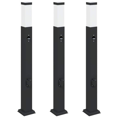 Vidaxx borne d'éclairage avec capteur et prise 3 pièces 80 cm noir IP44