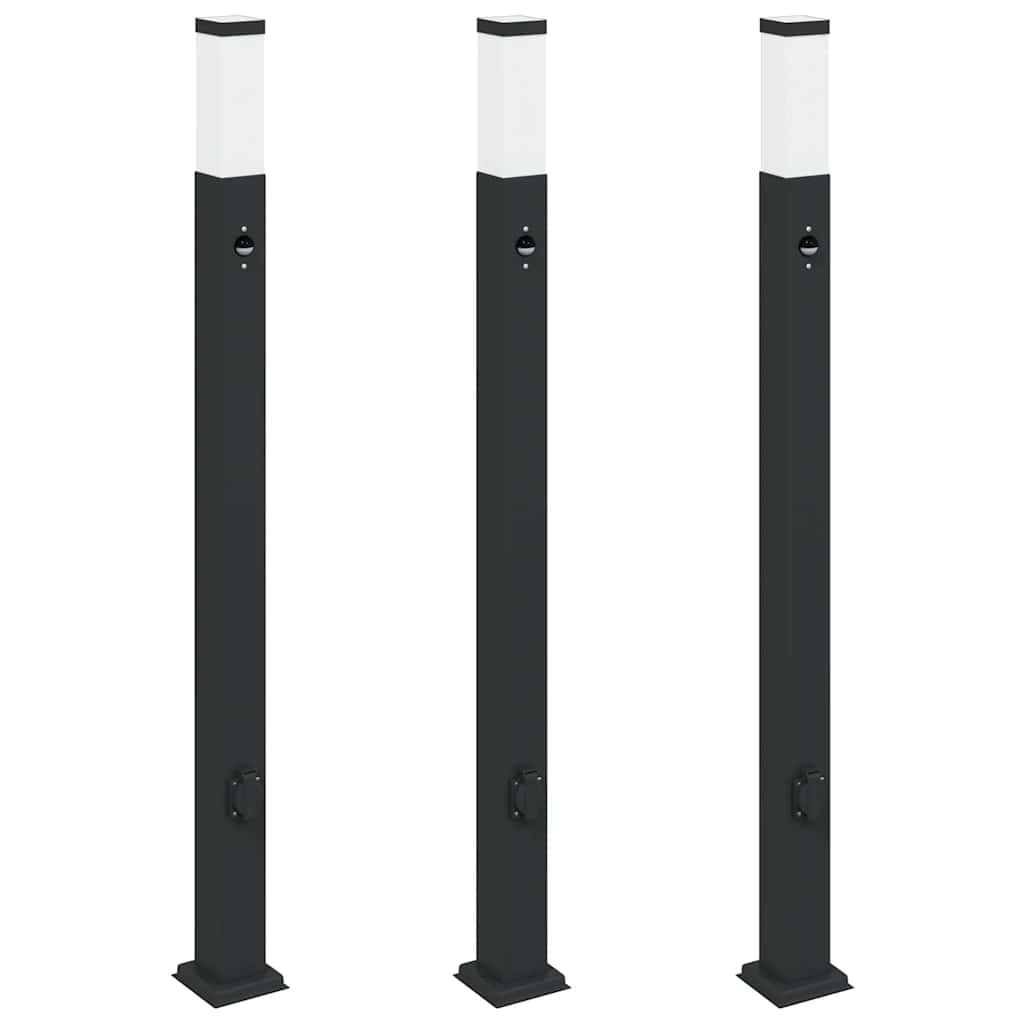Vidaxx borne d'éclairage avec capteur et prise 3 pièces 110 cm noir IP44