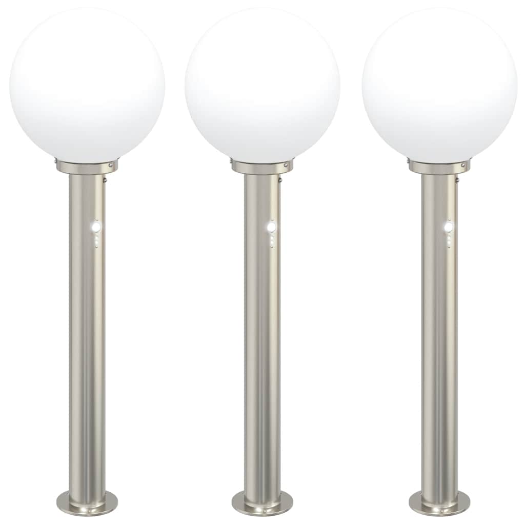 VidaXL borne d'éclairage avec capteur 3 pièces 80 cm acier inoxydable IP44