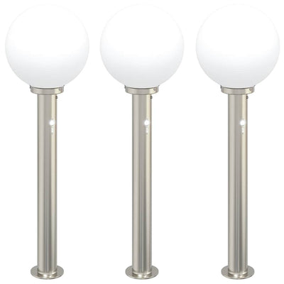 VidaXL borne d'éclairage avec capteur 3 pièces 80 cm acier inoxydable IP44