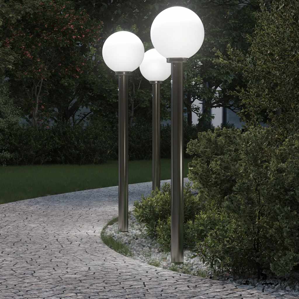Vidaxx borne d'éclairage avec capteur 3 pièces 120 cm acier inoxydable IP44