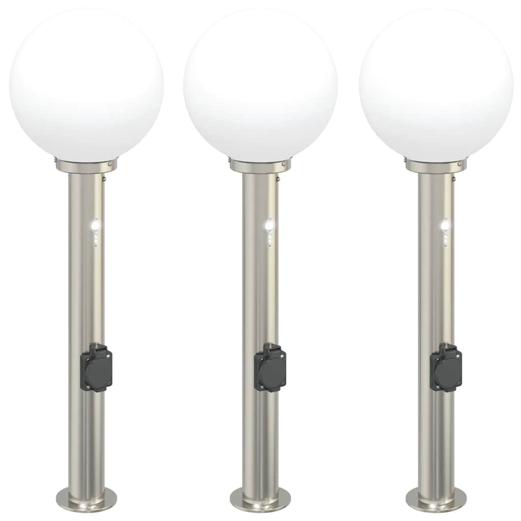 Vidaxx borne d'éclairage avec capteur et prise 3 pièces 80 cm acier inoxydable IP44
