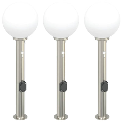 Vidaxx borne d'éclairage avec capteur et prise 3 pièces 80 cm acier inoxydable IP44