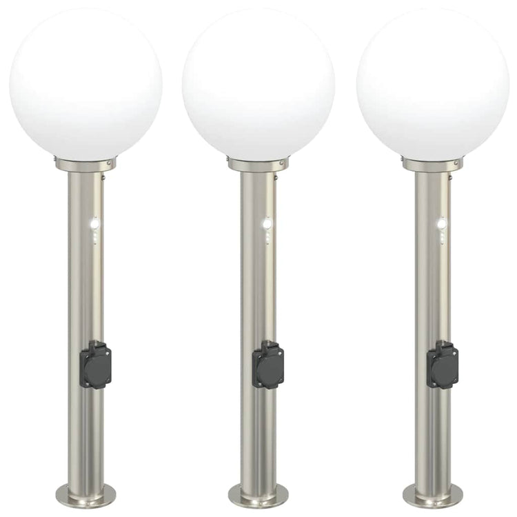 Vidaxx borne d'éclairage avec capteur et prise 3 pièces 80 cm acier inoxydable IP44