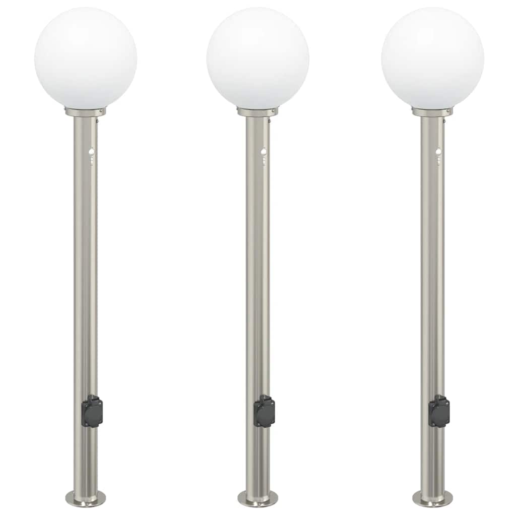 Vidaxx borne d'éclairage avec capteur et prise 3 pièces 120 cm inox IP44