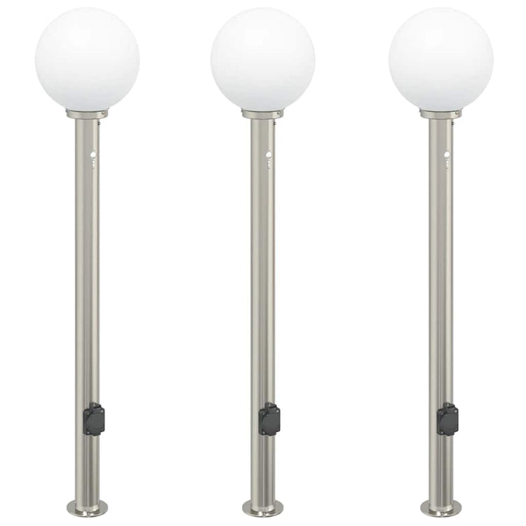 Vidaxx borne d'éclairage avec capteur et prise 3 pièces 120 cm inox IP44