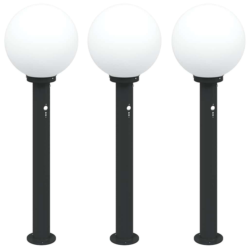 VidaXL borne d'éclairage avec capteur 3 pièces 80 cm noir IP44