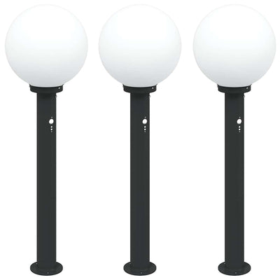 VidaXL borne d'éclairage avec capteur 3 pièces 80 cm noir IP44