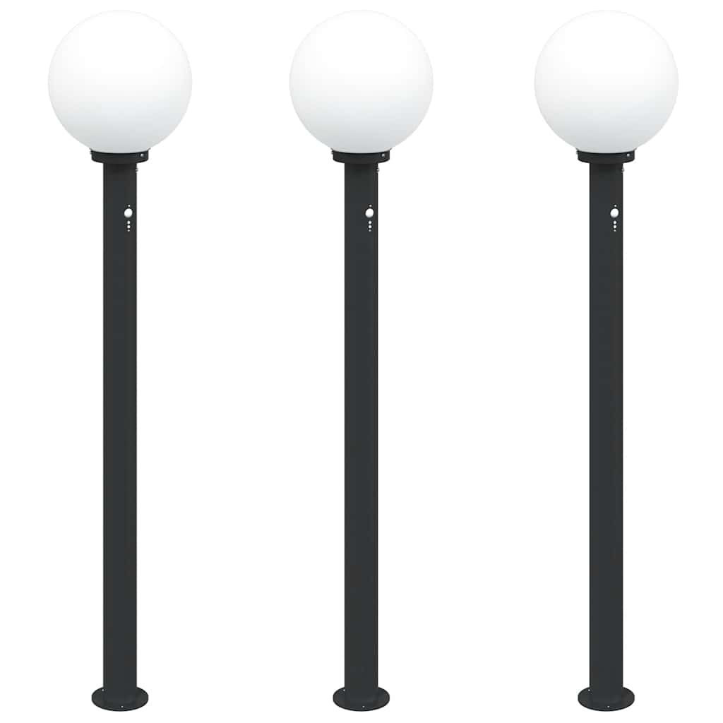 VidaXL borne d'éclairage avec capteur 3 pièces 120 cm noir IP44