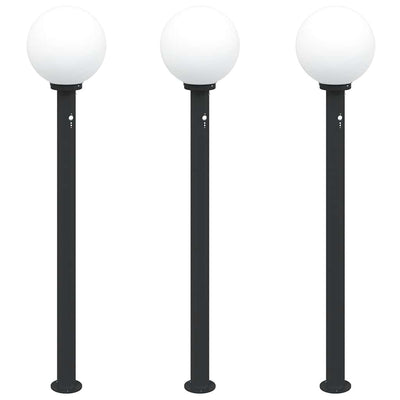 VidaXL borne d'éclairage avec capteur 3 pièces 120 cm noir IP44