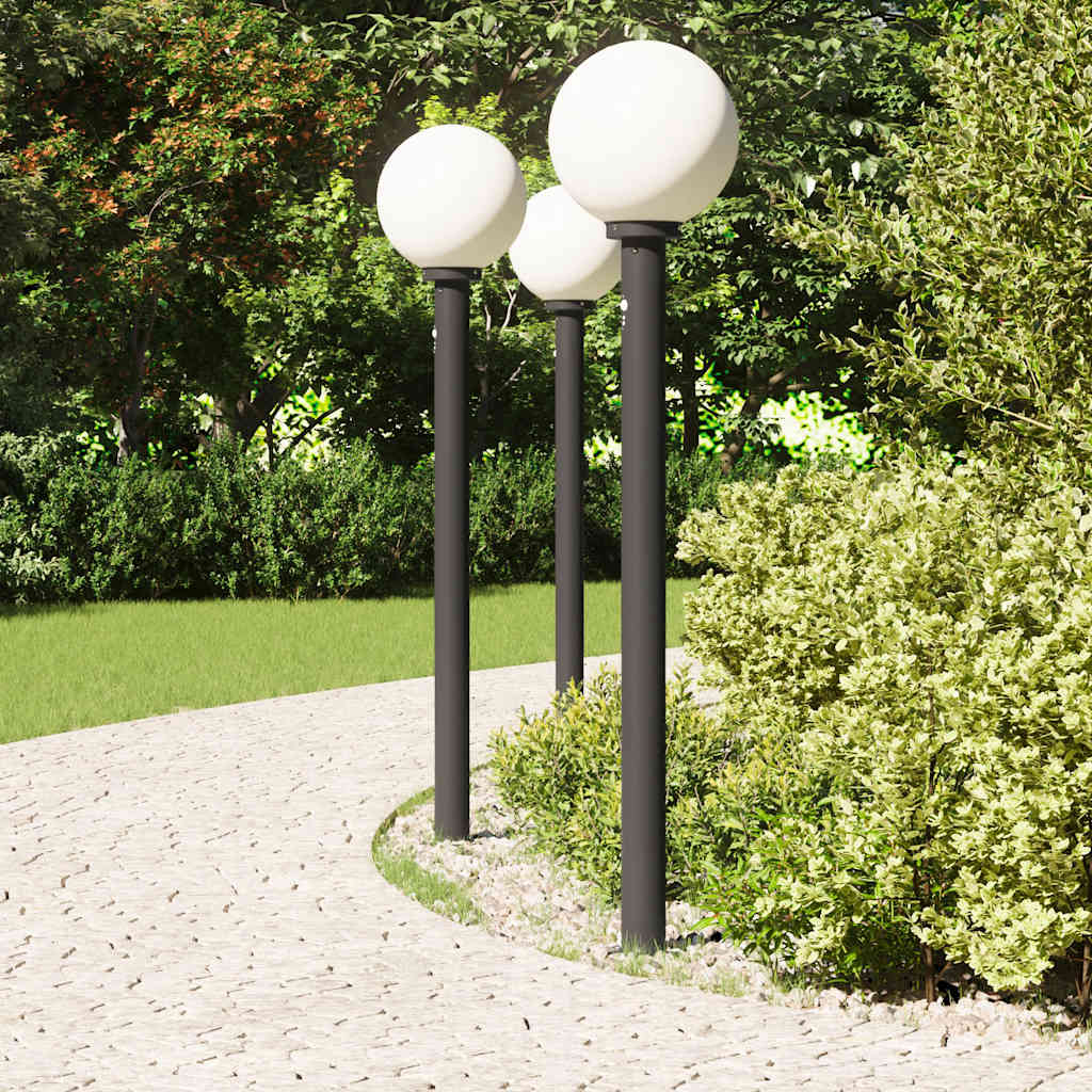 VidaXL borne d'éclairage avec capteur 3 pièces 120 cm noir IP44