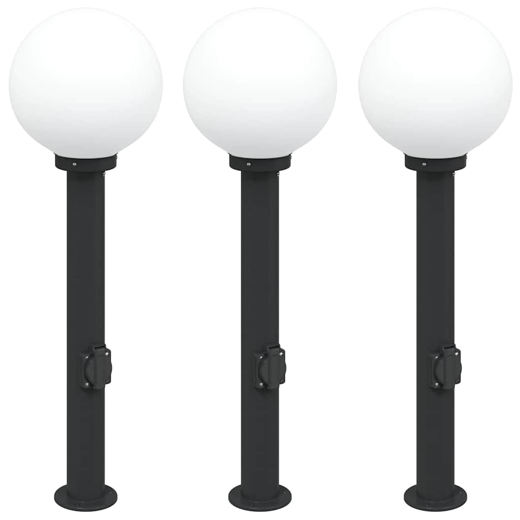 Vidaxx borne d'éclairage avec prise 3 pièces 80 cm noir IP44