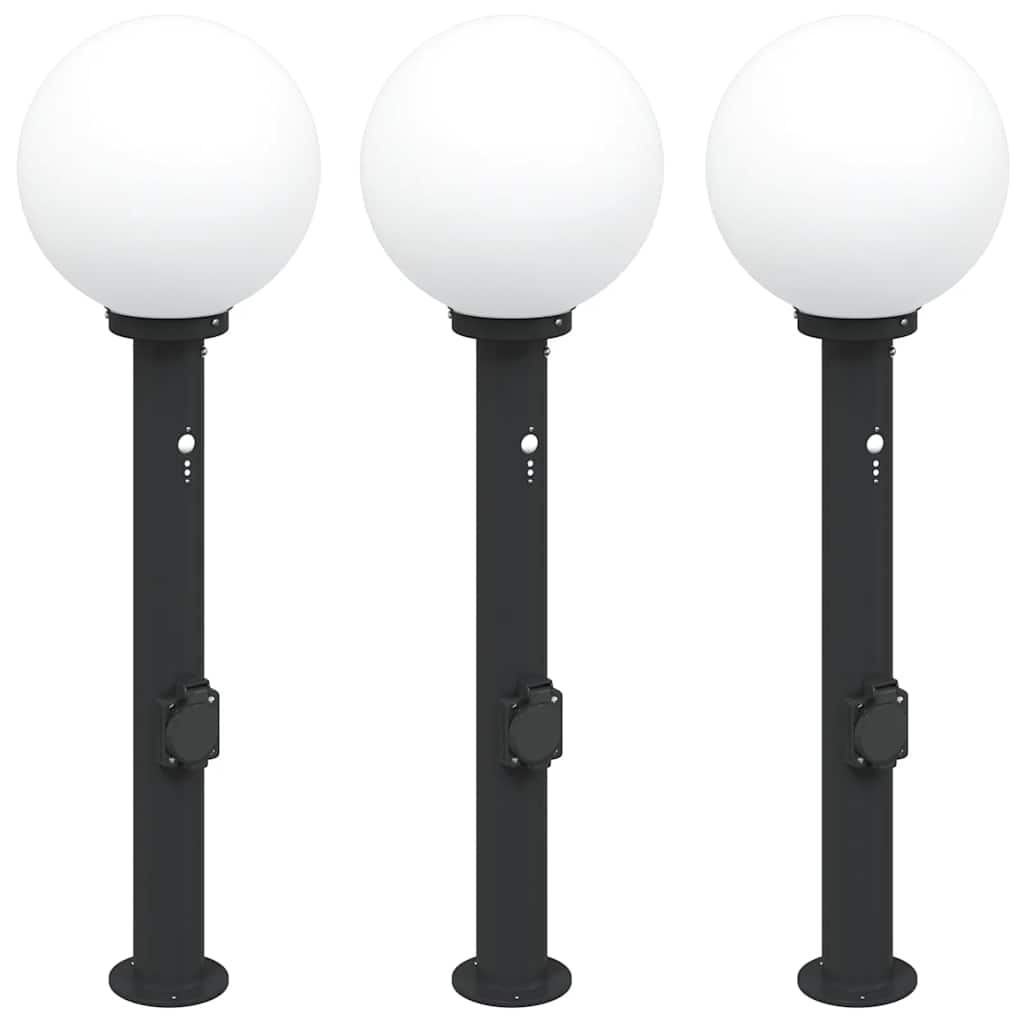 Vidaxx borne d'éclairage avec capteur et prise 3 pièces 80 cm noir IP44
