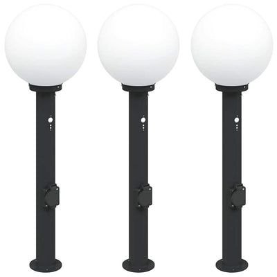 Vidaxx borne d'éclairage avec capteur et prise 3 pièces 80 cm noir IP44
