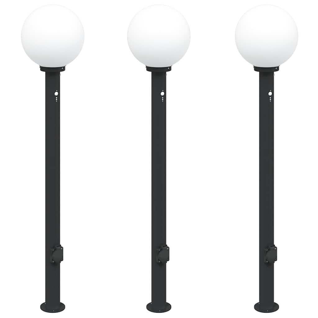 Vidaxx borne d'éclairage avec capteur et prise 3 pièces 120 cm noir IP44