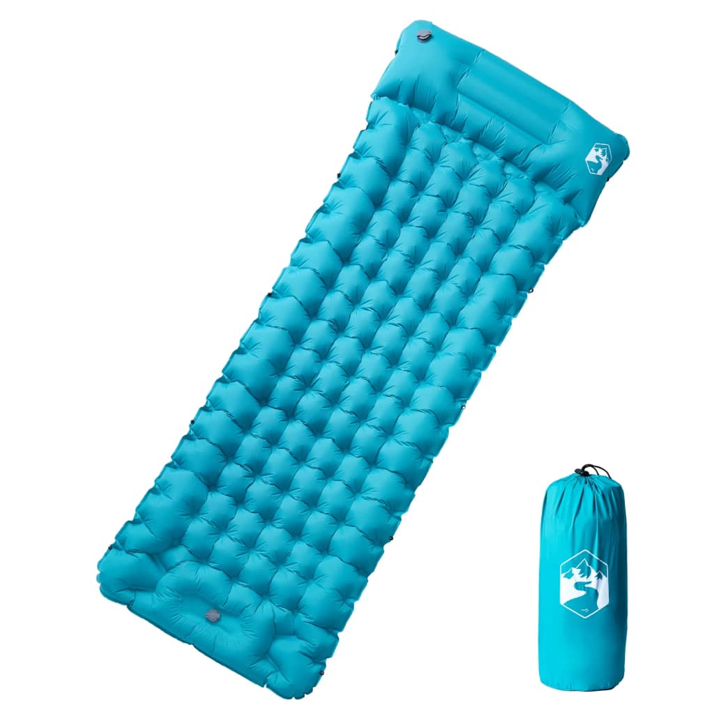Vidaxl Camping Matelas avec oreiller auto-bloquant un seul bleu