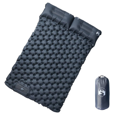 Vidaxl matelas de camping avec oreillers autogonflant 2 personnes gris