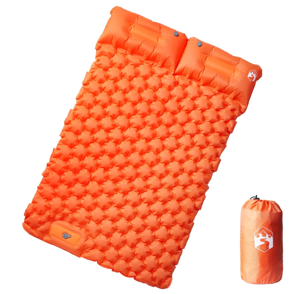 Vidaxl matelas de camping avec oreillers autogonflant 2 personnes orange