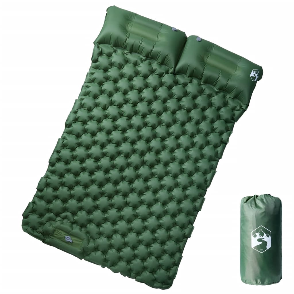 VidaXL matelas de camping avec oreillers autogonflant 2 personnes vert