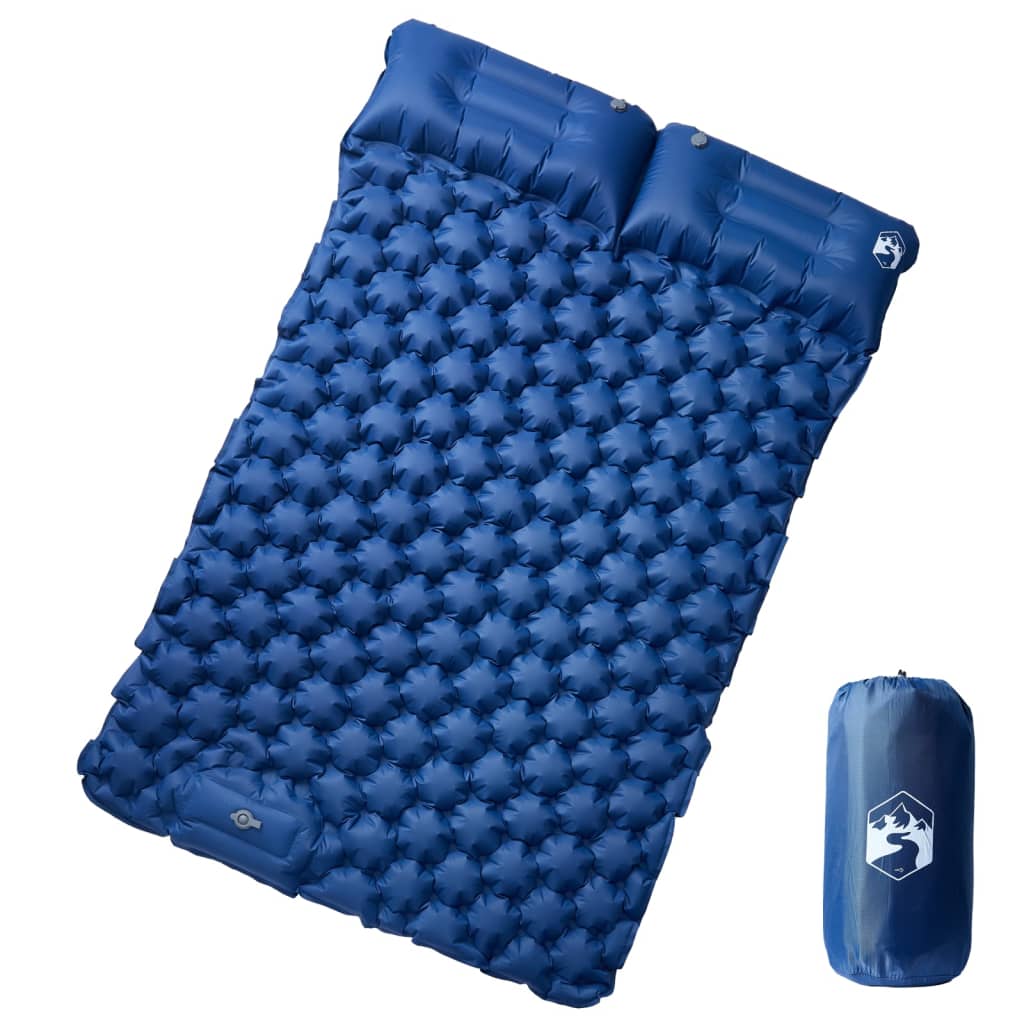 Vidaxl matelas de camping avec oreillers autogonflant 2 personnes bleu marine