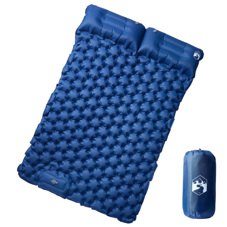 Vidaxl matelas de camping avec oreillers autogonflant 2 personnes bleu marine