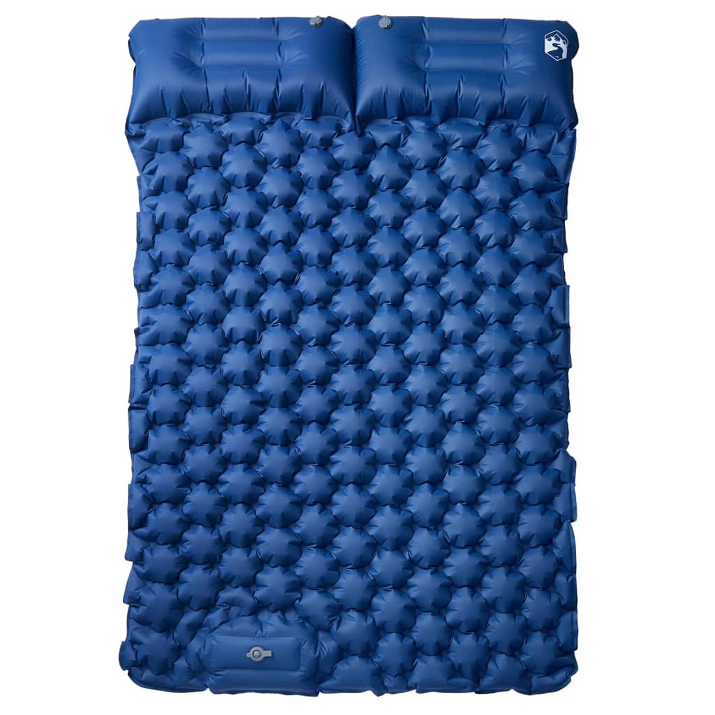 Vidaxl matelas de camping avec oreillers autogonflant 2 personnes bleu marine
