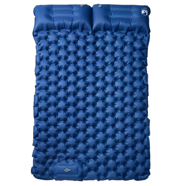 Vidaxl matelas de camping avec oreillers autogonflant 2 personnes bleu marine