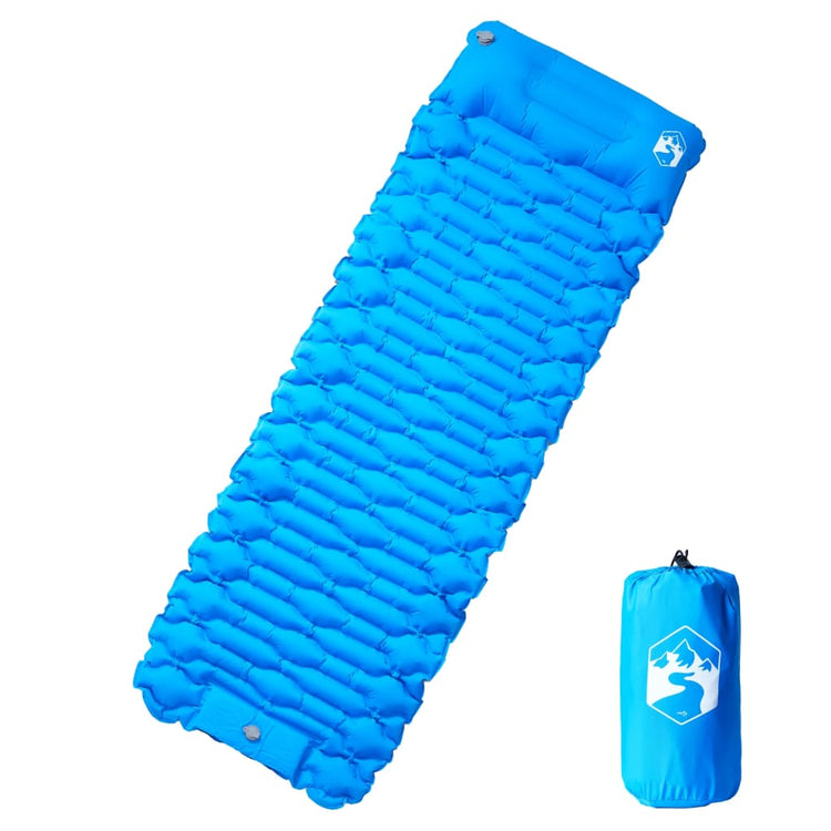 Vidaxl Camping Matelas avec oreiller auto-bloquant un seul bleu