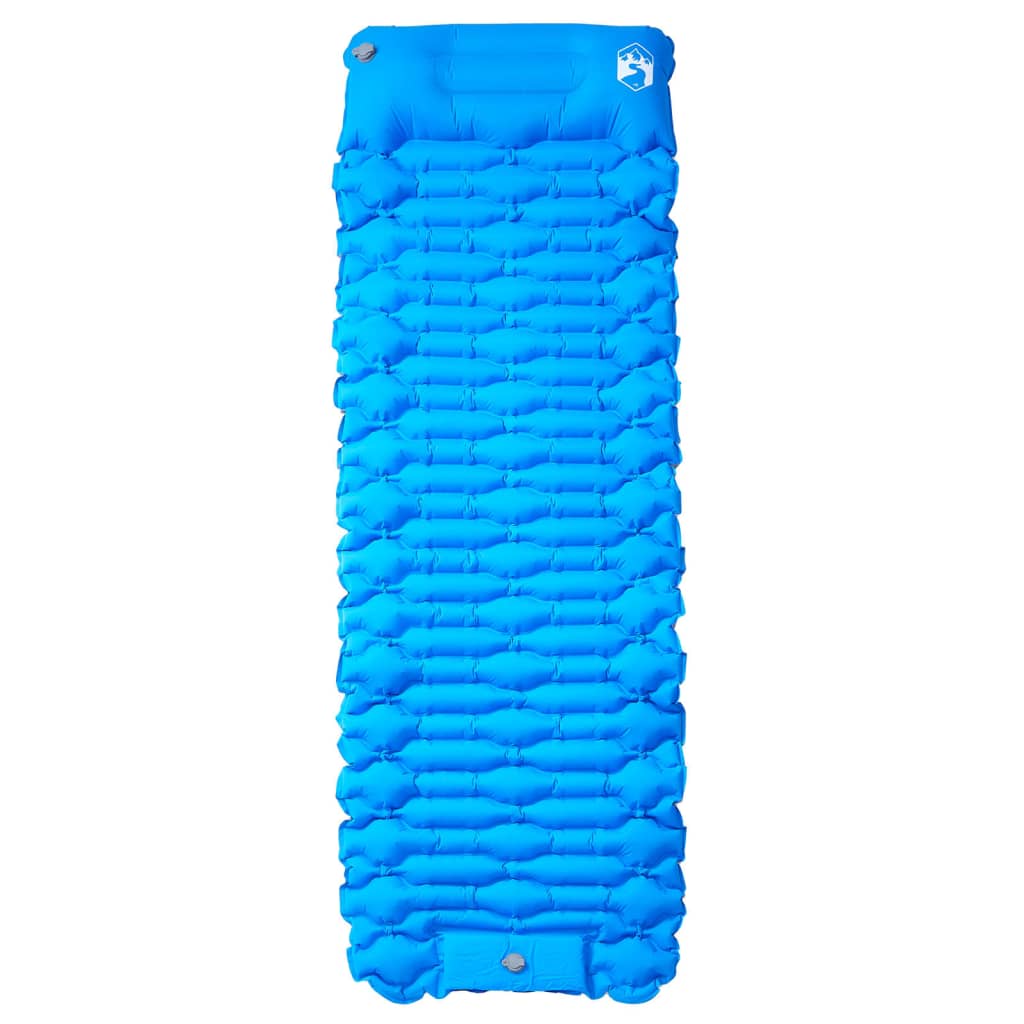 Vidaxl Camping Matelas avec oreiller auto-bloquant un seul bleu