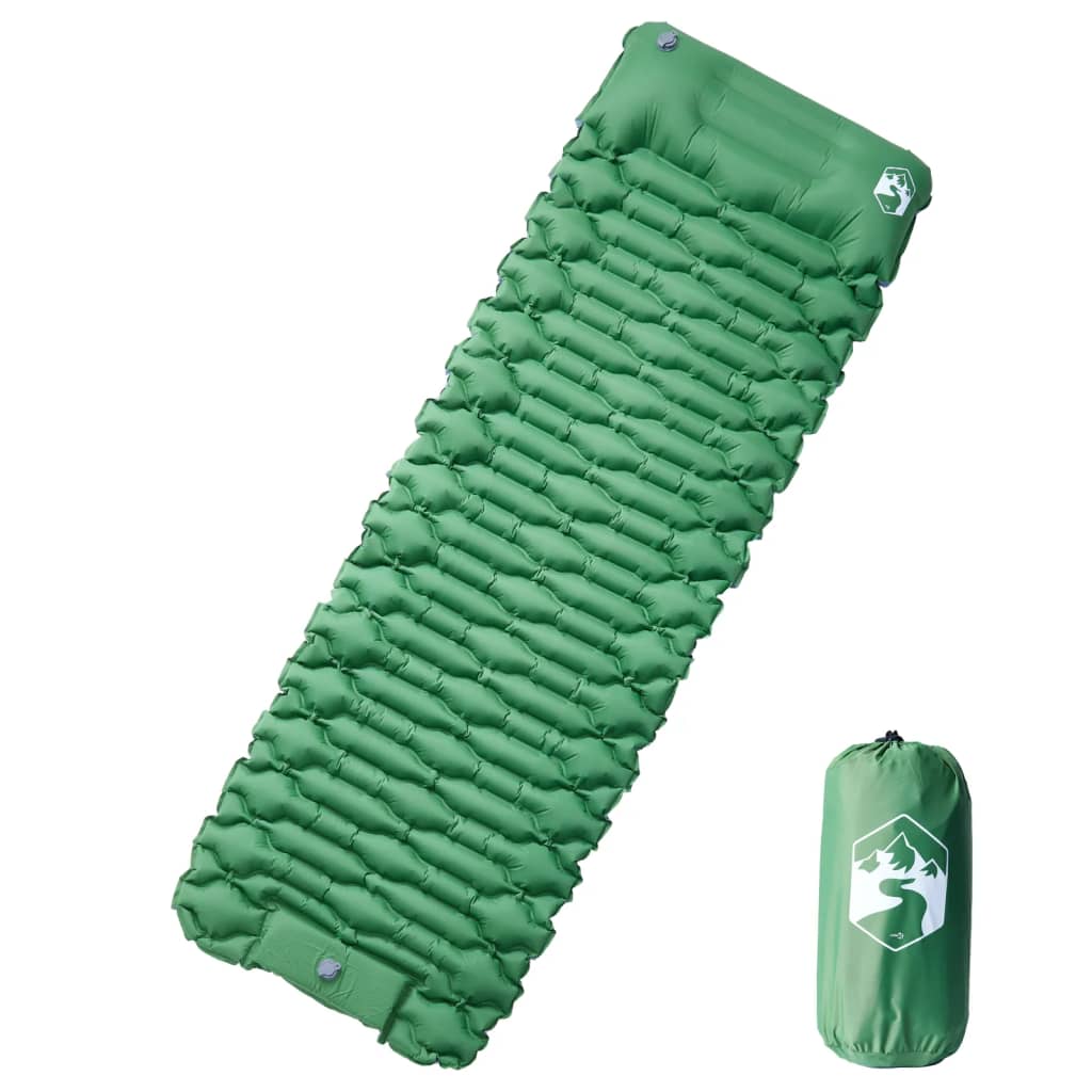 Vidaxl Camping Mattress avec oreiller à venir à 1 Person Greenery