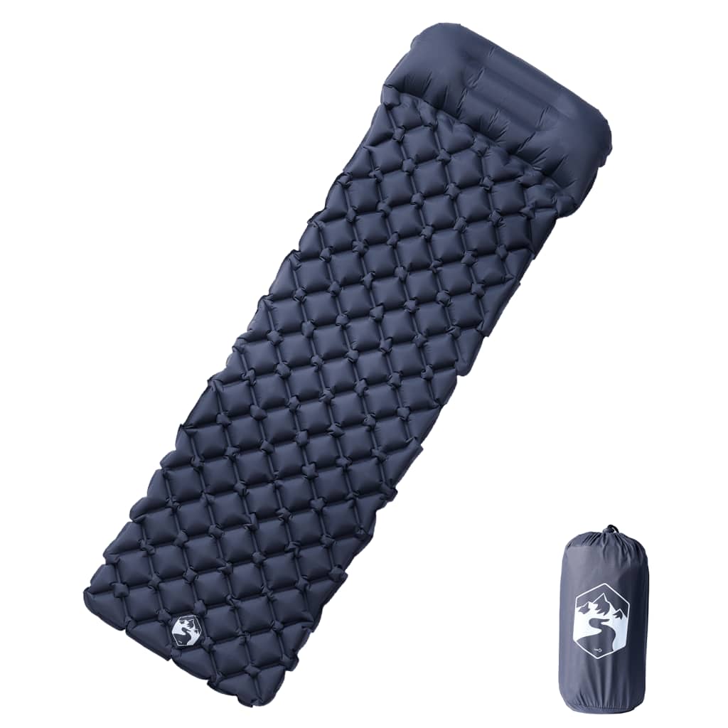 Matelas de camping vidaxl avec coussin single gonflable gris