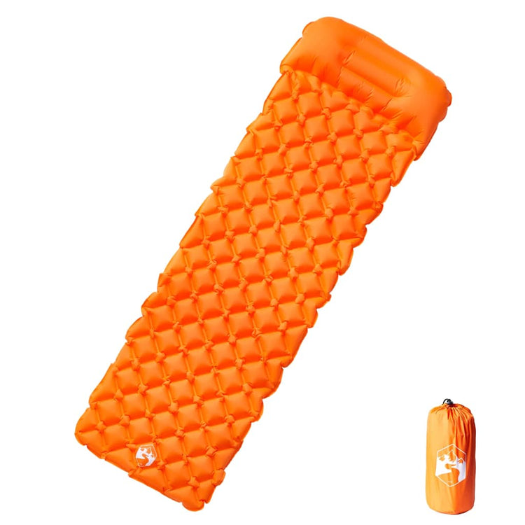 Mattress de camping Vidaxl avec un oreiller orange gonflable à 1 personne