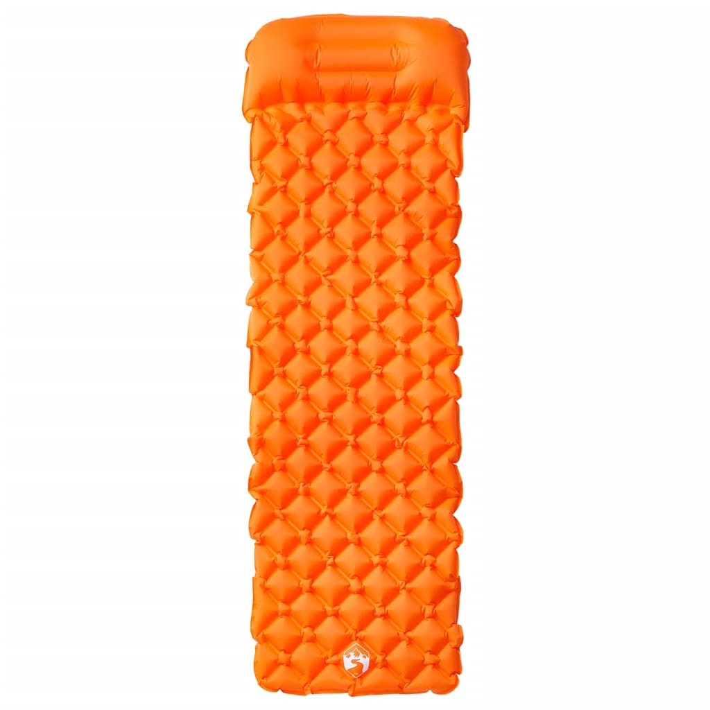 Mattress de camping Vidaxl avec un oreiller orange gonflable à 1 personne