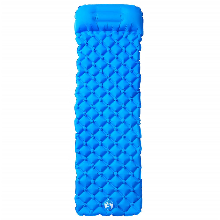 Matelas de camping Vidaxl avec un oreiller bleu gonflable 1 personne