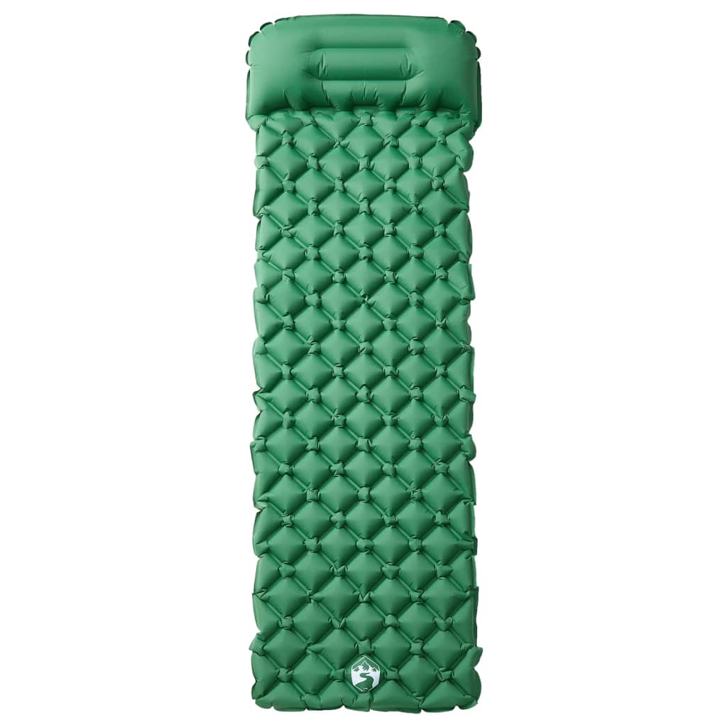 Vidaxl Camping Mattress avec oreiller de verdure simple gonflable