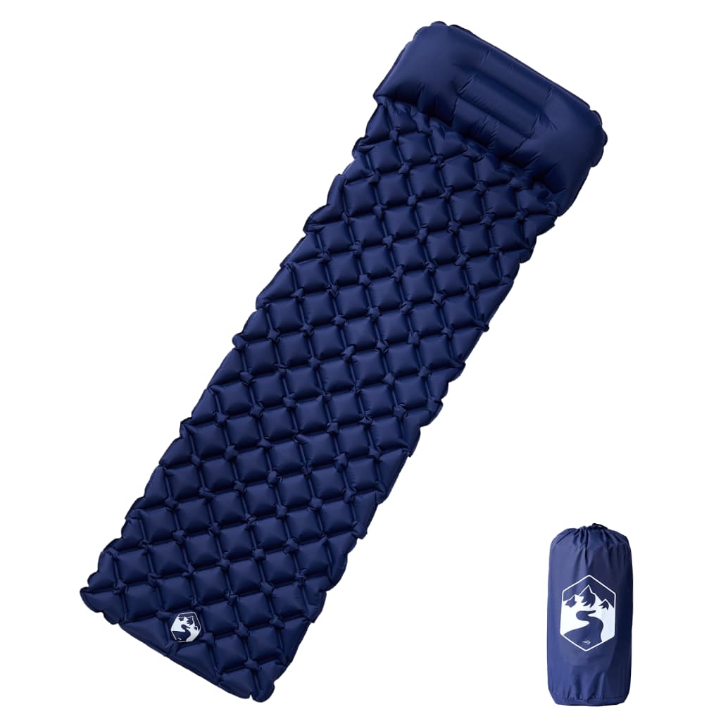 Matelas de camping Vidaxl avec un gonflable gonflable en bleu marine de 1 personne