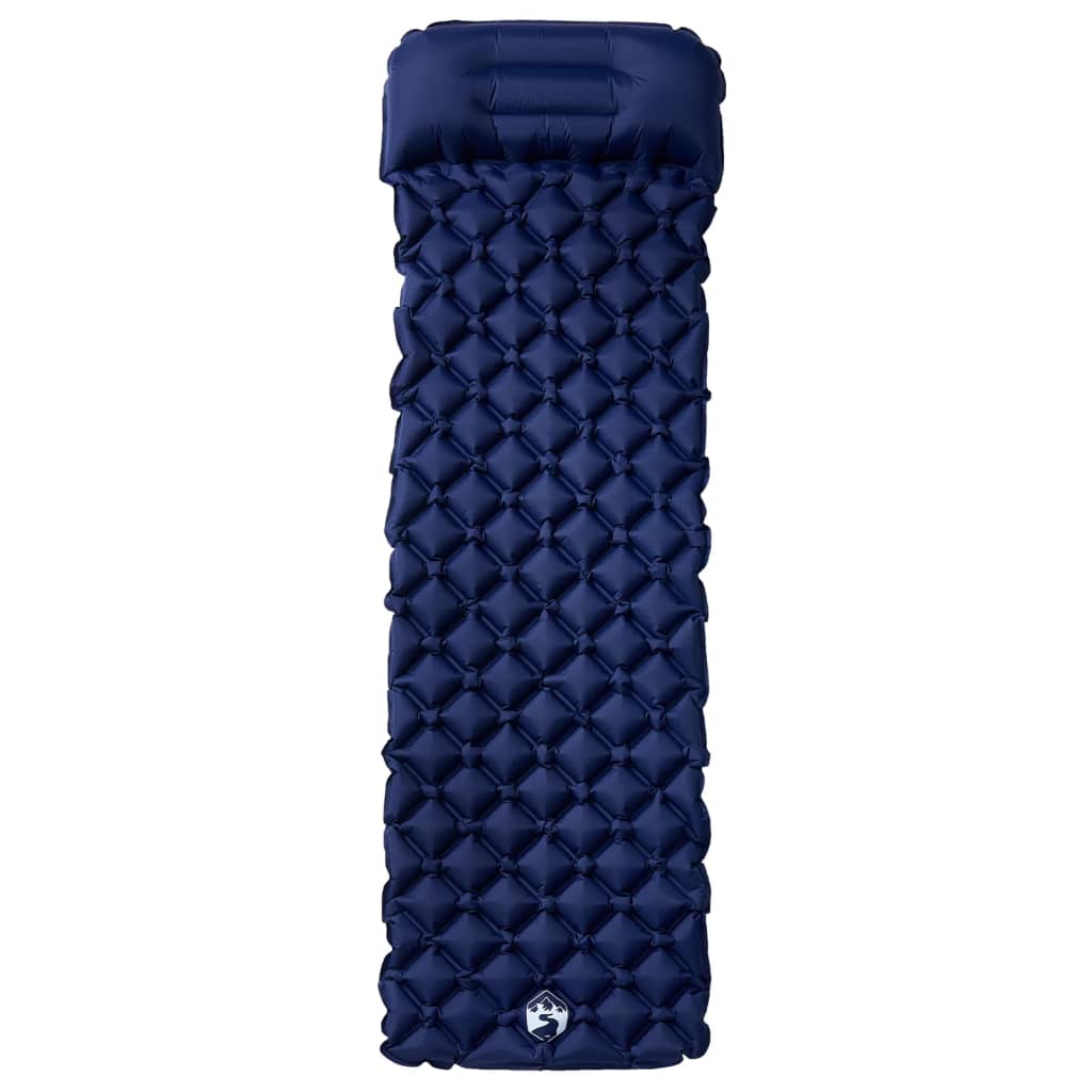 Matelas de camping Vidaxl avec un gonflable gonflable en bleu marine de 1 personne