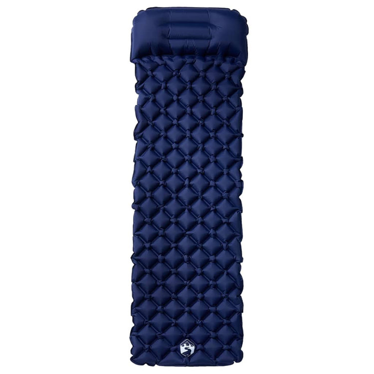 Matelas de camping Vidaxl avec un gonflable gonflable en bleu marine de 1 personne