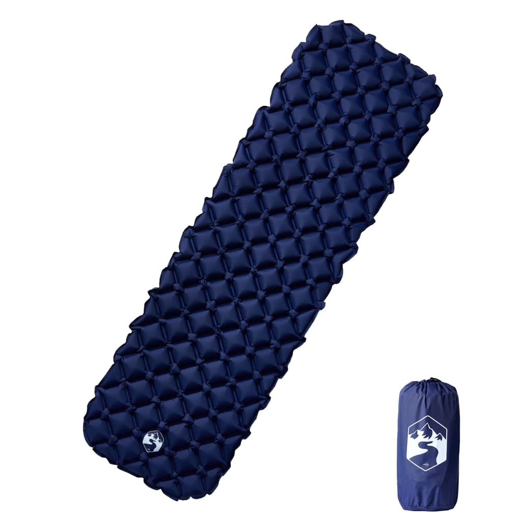 Vidaxl Camping Matelas gonflable 190x58x6 cm 1 personne bleu marine